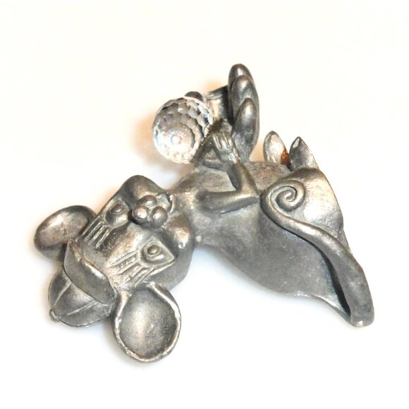 JW2 - Signed SCM Pewter MOUSE # A9 Vintage Mouse Vintage Pewter Crystal Ball - Picture 2 of 6